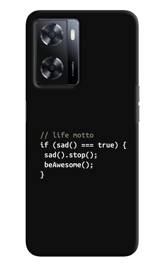Life Motto Code Oppo A57 2022 Hard Case Back Cover by Casekaro