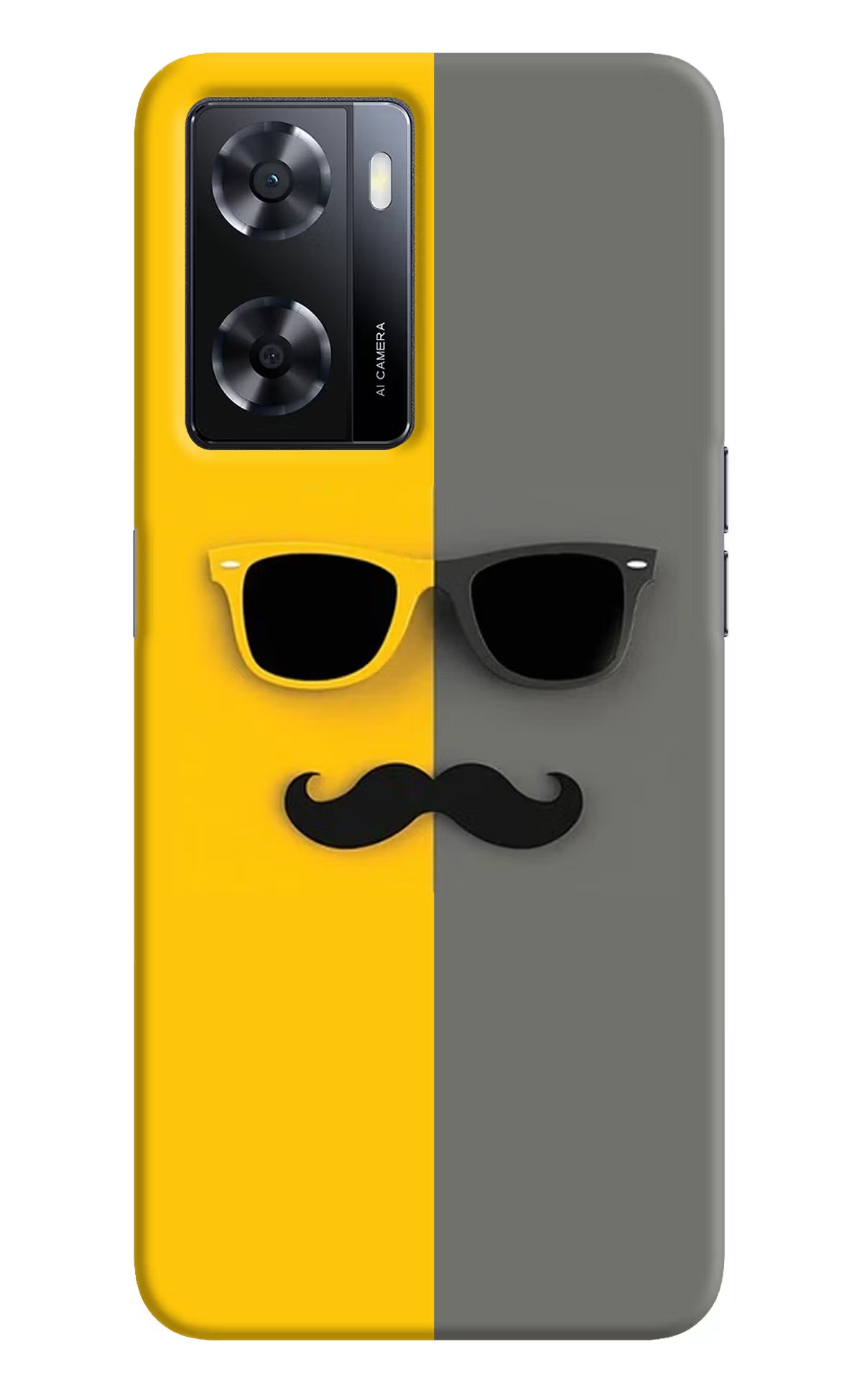 Sunglasses with Mustache Oppo A57 2022 Hard Case Back Cover by Casekaro