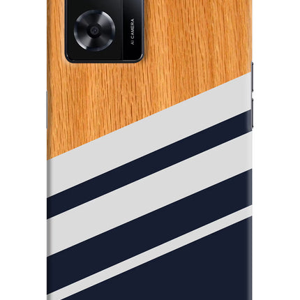 Blue and white wooden Oppo A57 2022 Hard Case Back Cover by Casekaro
