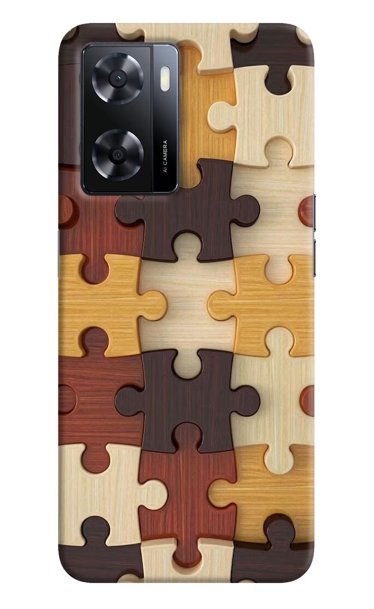 Wooden Puzzle Oppo A57 2022 Hard Case Back Cover by Casekaro