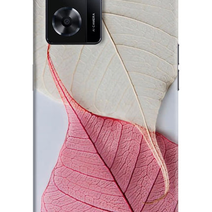 White Pink Leaf Oppo A57 2022 Hard Case Back Cover by Casekaro