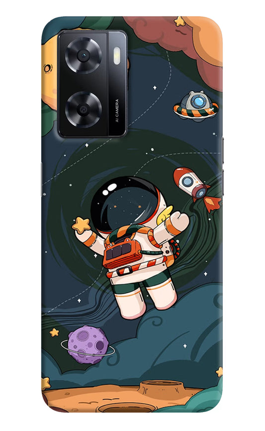 Cartoon Astronaut Oppo A57 2022 Hard Case Back Cover by Casekaro