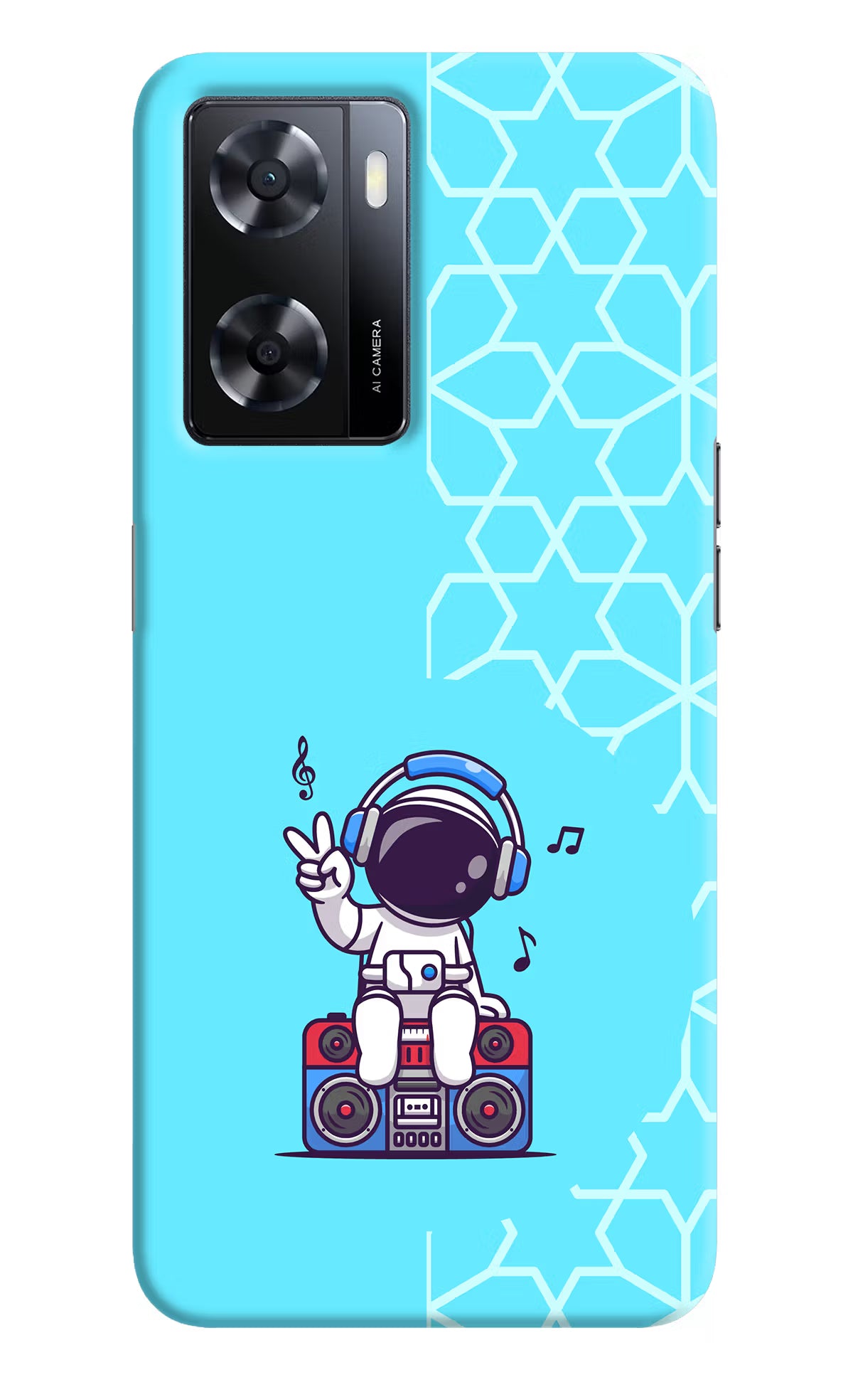 Cute Astronaut Chilling Oppo A57 2022 Hard Case Back Cover by Casekaro