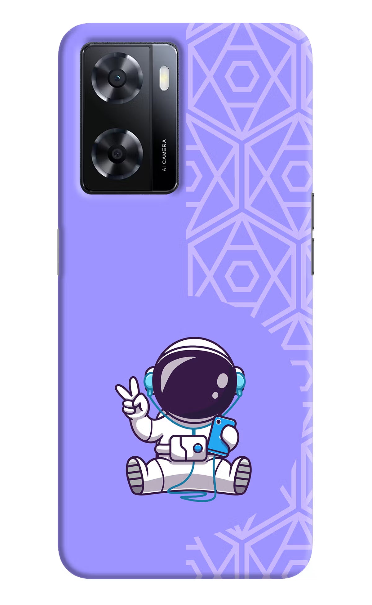 Cute Astronaut Chilling Oppo A57 2022 Hard Case Back Cover by Casekaro