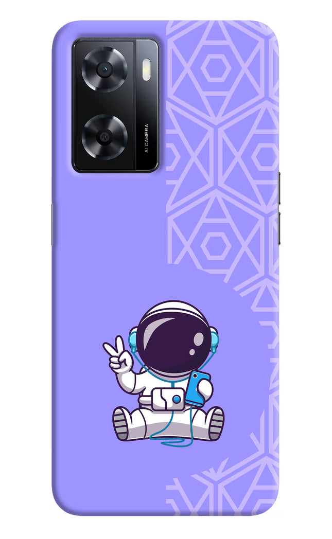Cute Astronaut Chilling Oppo A57 2022 Hard Case Back Cover by Casekaro