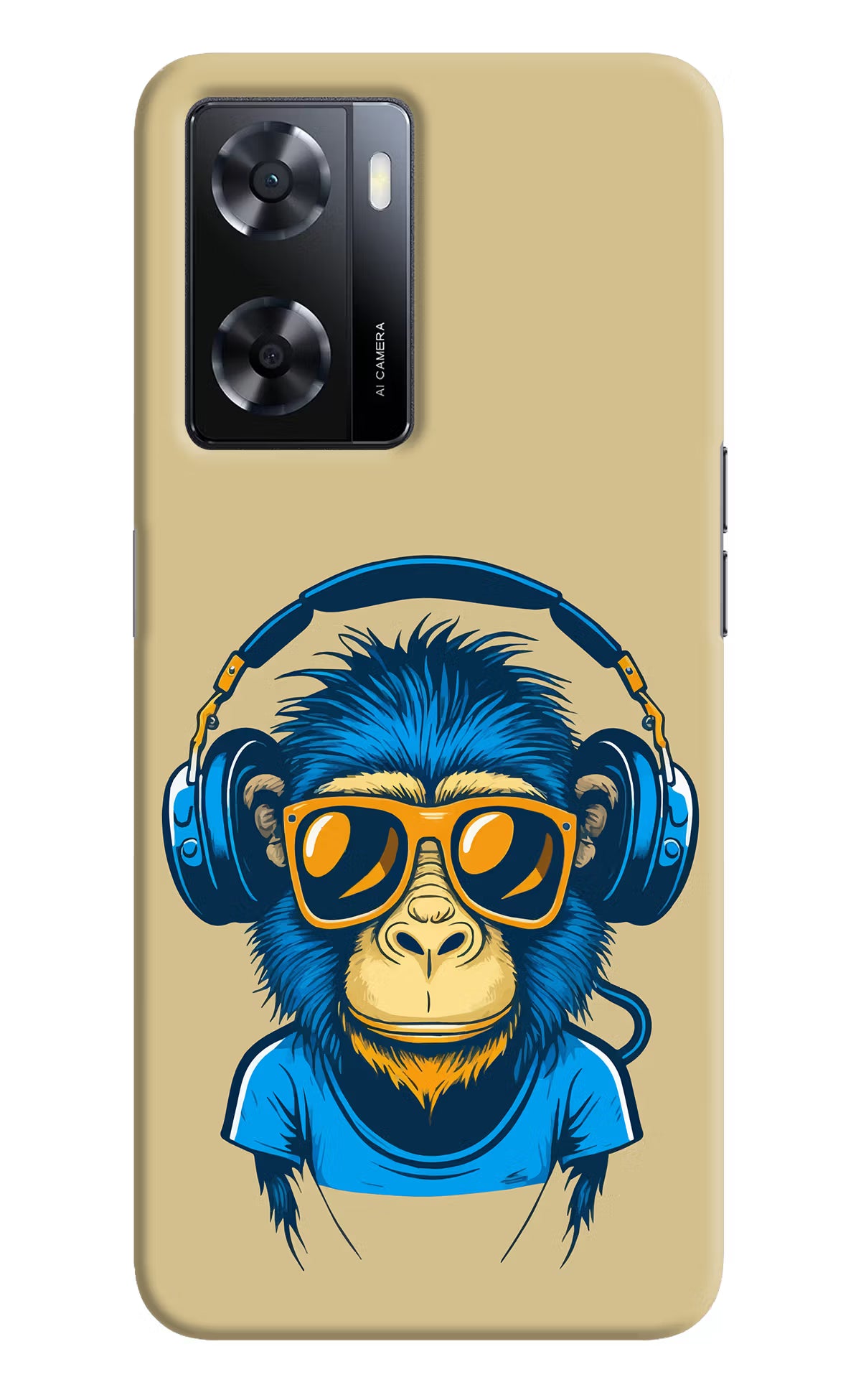 Monkey Headphone Oppo A57 2022 Hard Case Back Cover by Casekaro