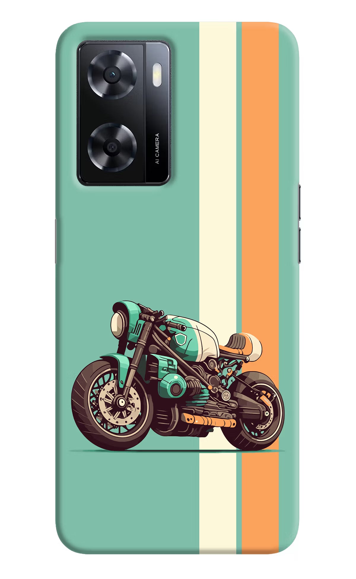 Striped Moto Drift Oppo A57 2022 Hard Case Back Cover by Casekaro
