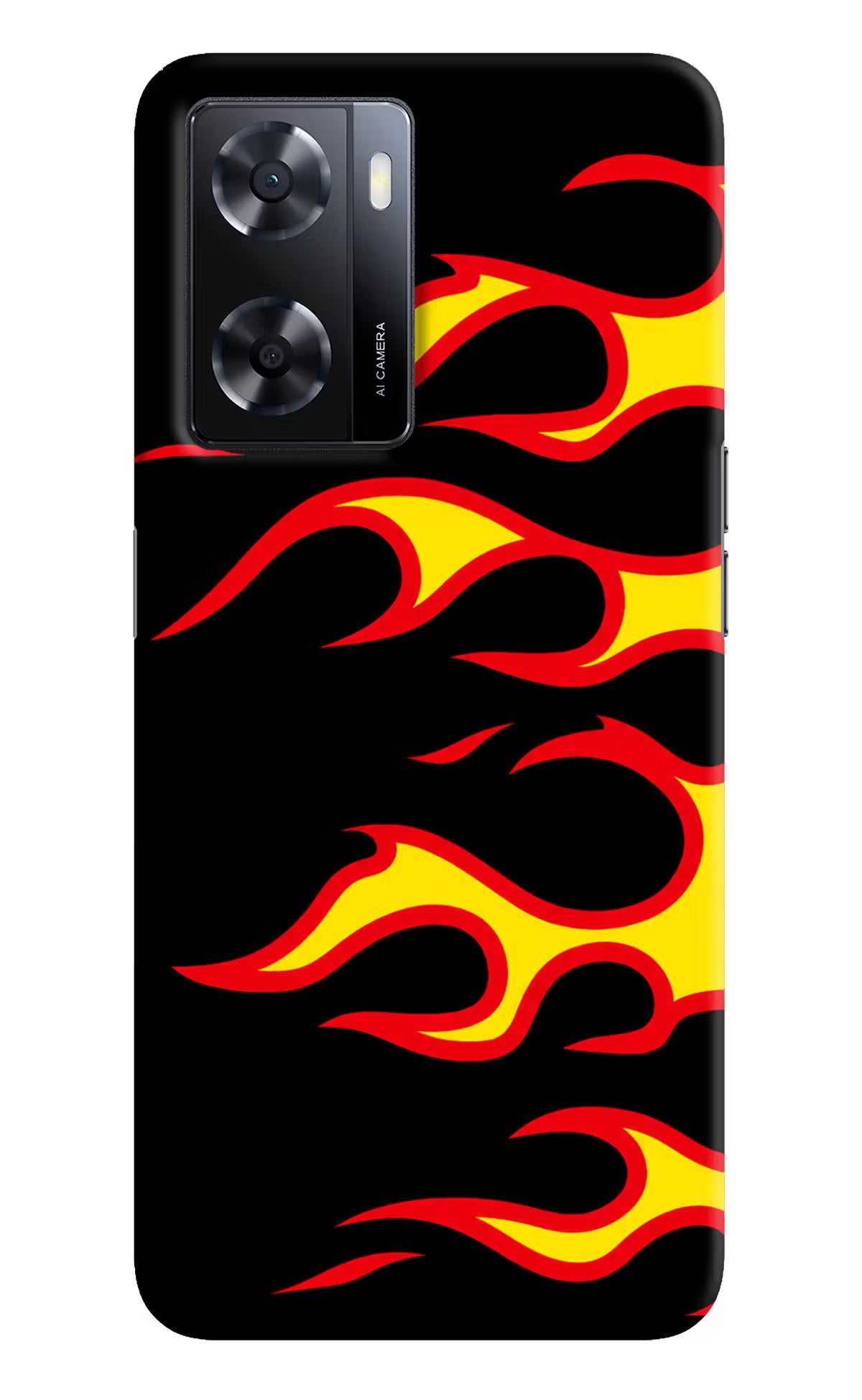 Side Sweep Flames Oppo A57 2022 Hard Case Back Cover by Casekaro