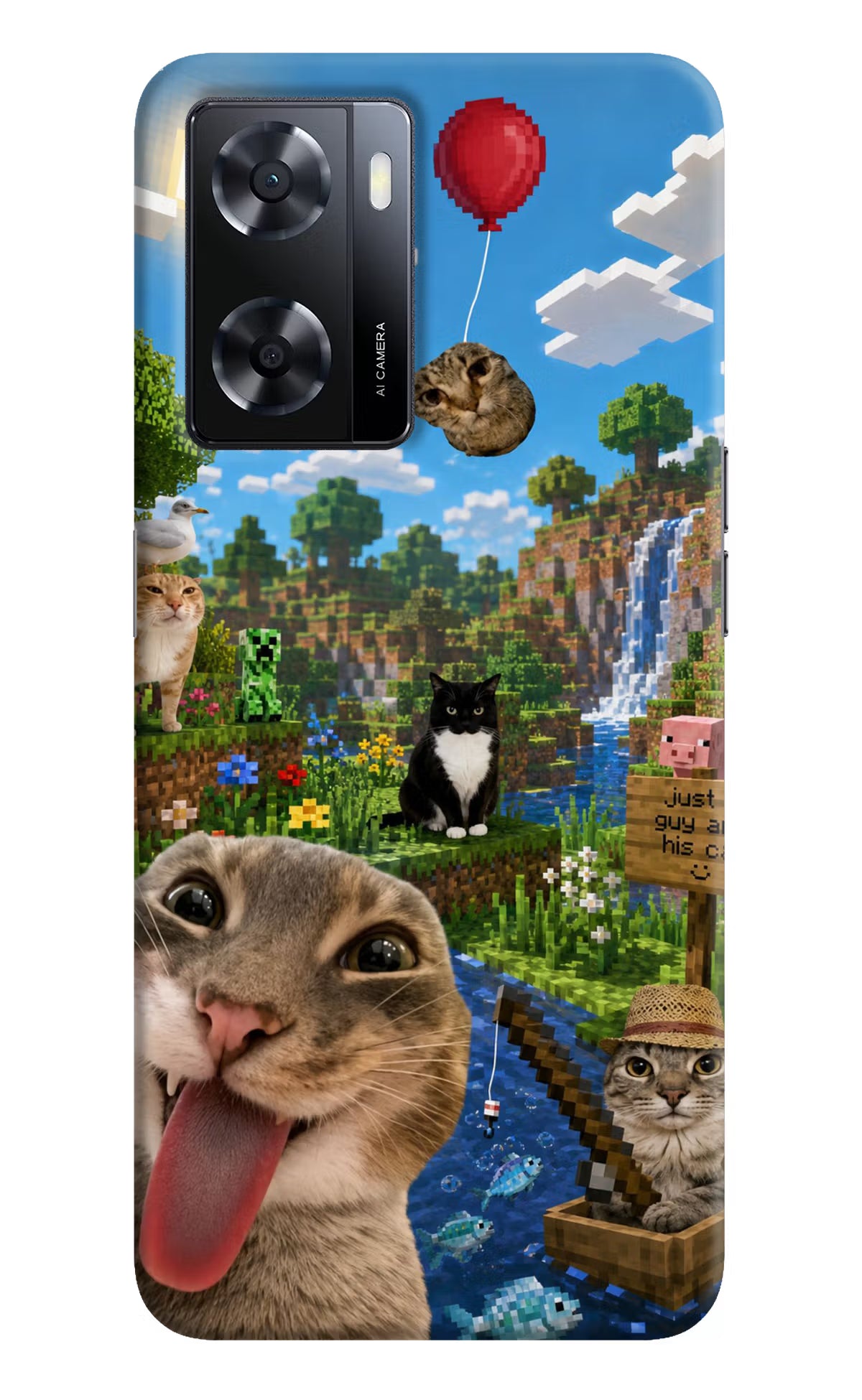Minecraft Cat Chaos Oppo A57 2022 Back Cover