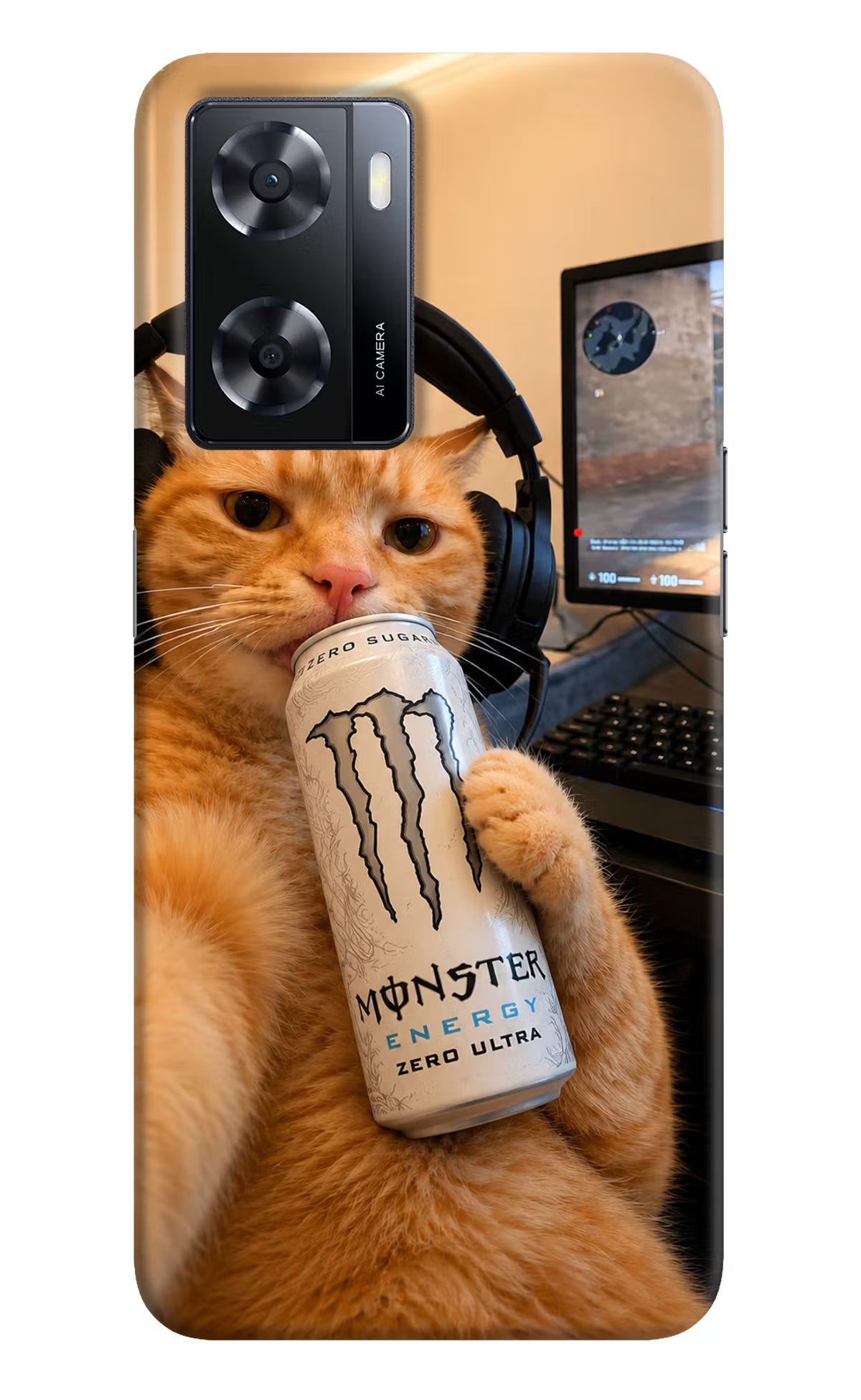 Gamer Cat Energy Oppo A57 2022 Back Cover