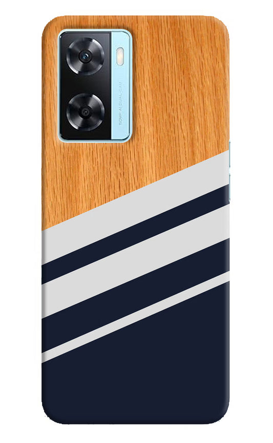 Blue and white wooden Oppo A77 2022 Back Cover
