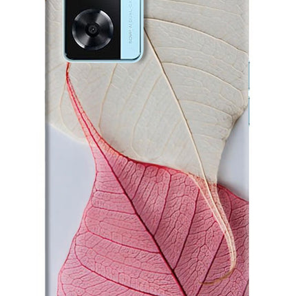 White Pink Leaf Oppo A77 2022 Back Cover