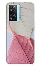 White Pink Leaf Oppo A77 2022 Back Cover