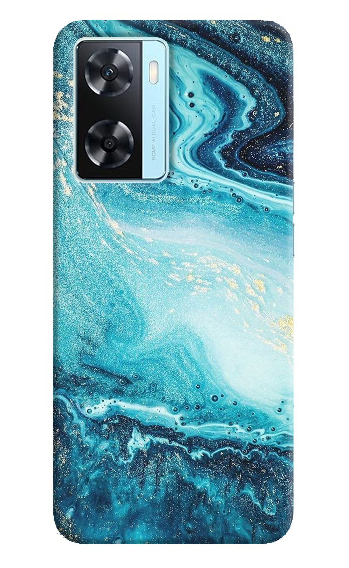 Blue Glitter Marble Oppo A77 2022 Back Cover