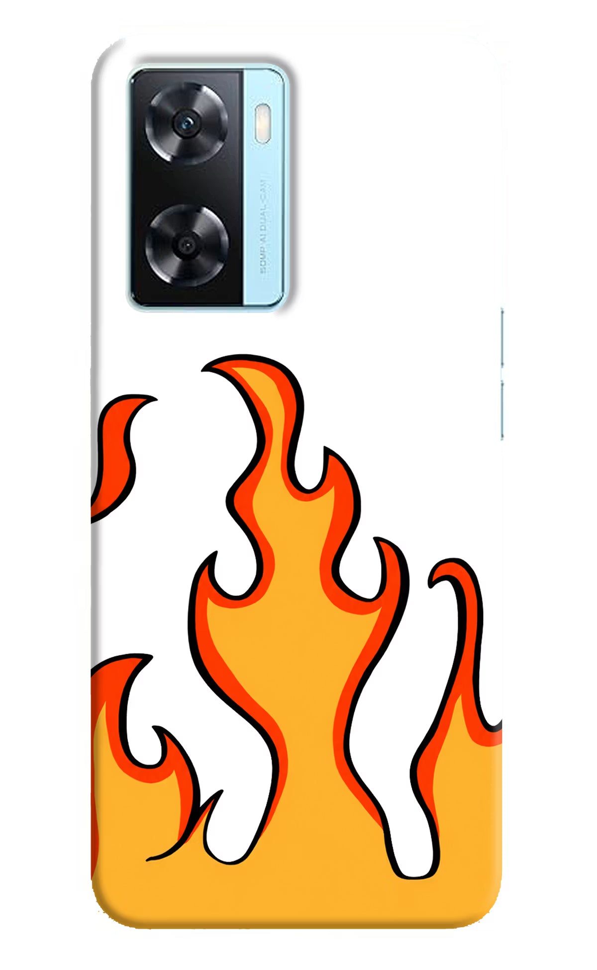 Fired Up – White Oppo A77 2022 Hard Case Back Cover by Casekaro
