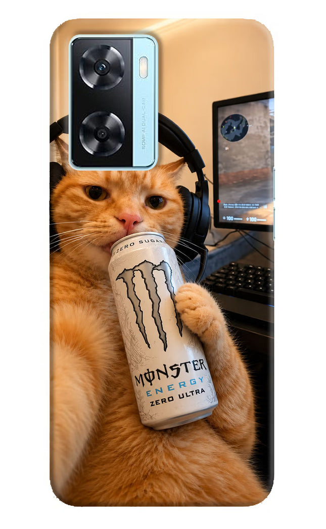 Gamer Cat Energy Oppo A77 2022 Hard Case Back Cover by Casekaro