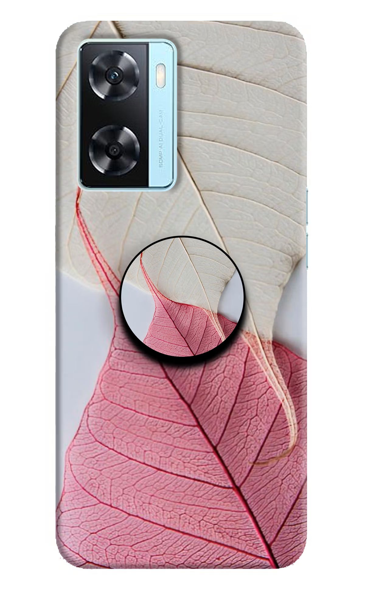 White Pink Leaf Oppo A77 2022 Pop Case