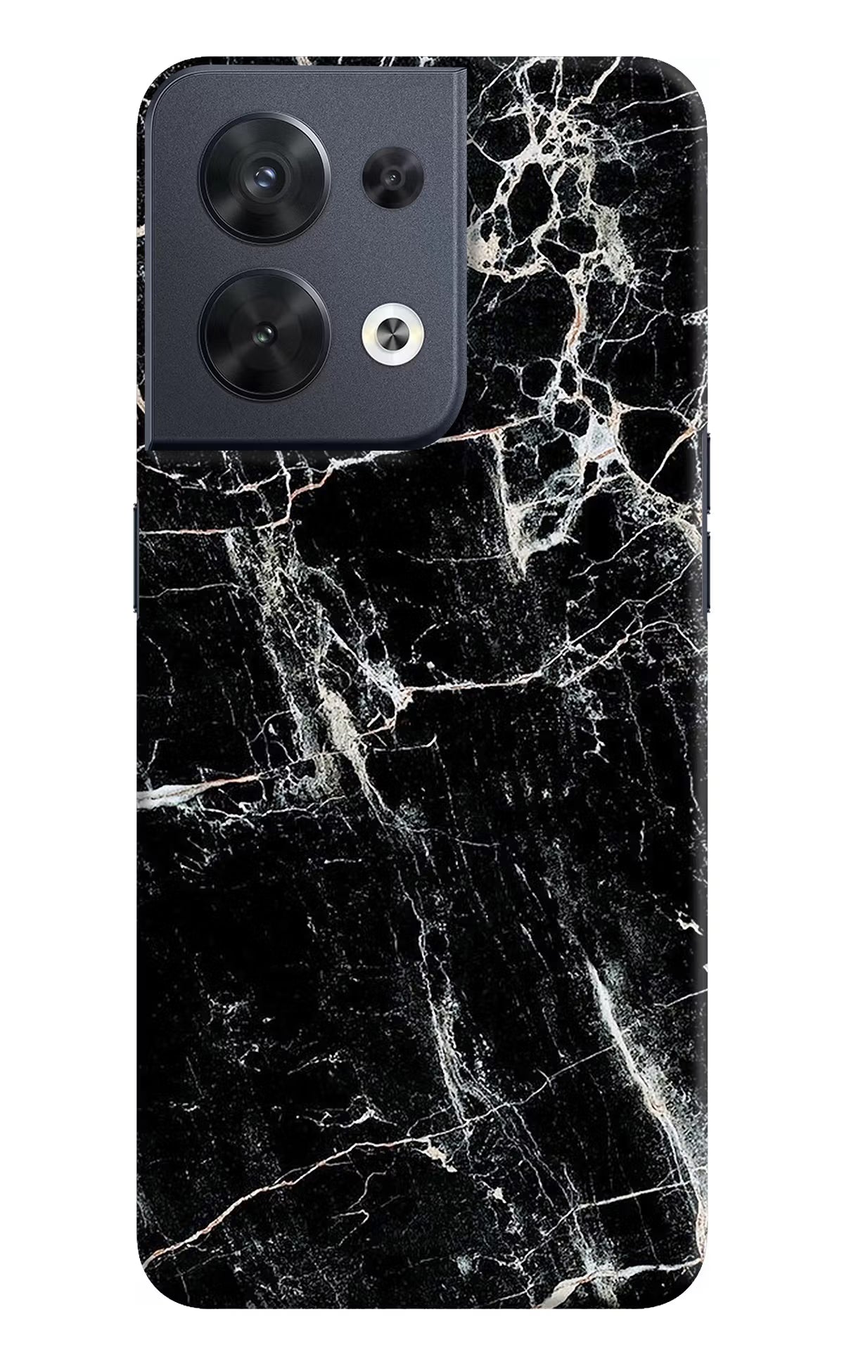 Black Marble Texture Oppo Reno8 Hard Case Back Cover by Casekaro