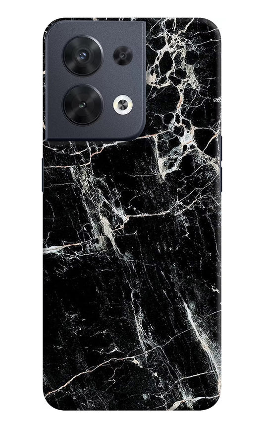 Black Marble Texture Oppo Reno8 Hard Case Back Cover by Casekaro
