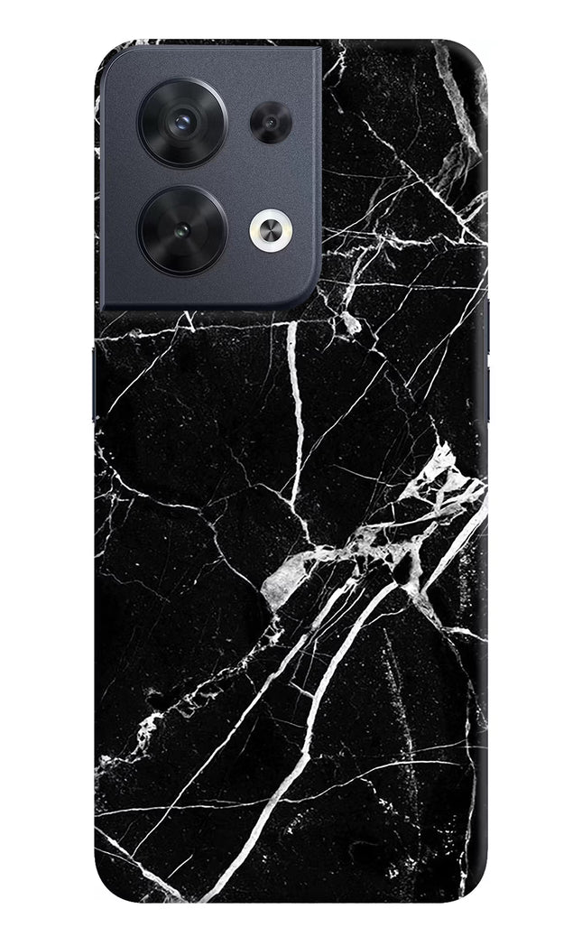Black Marble Pattern Oppo Reno8 Hard Case Back Cover by Casekaro