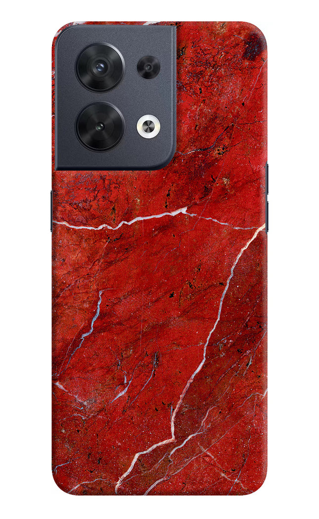 Red Marble Design Oppo Reno8 Hard Case Back Cover by Casekaro