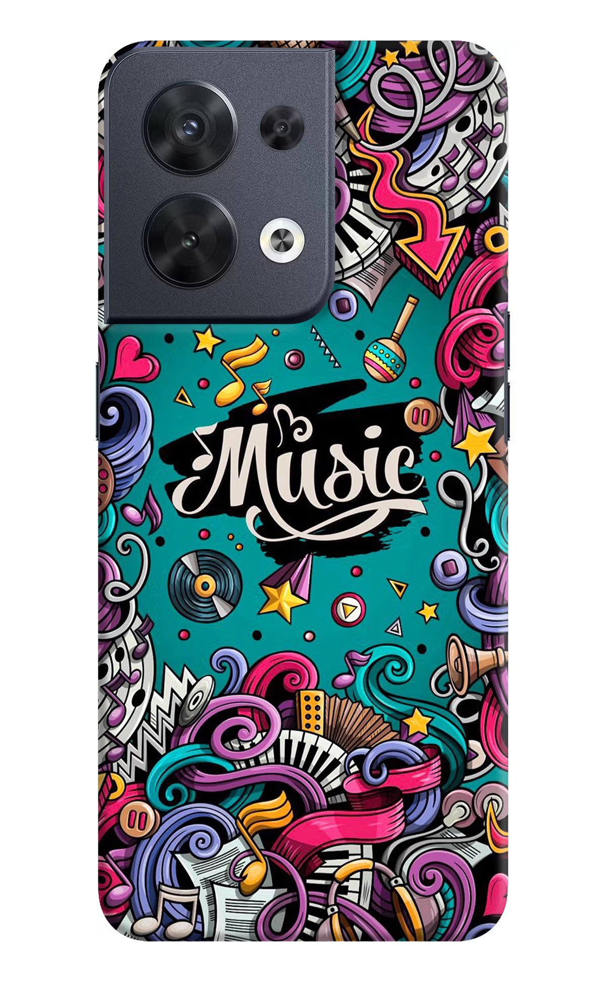 Music Graffiti Oppo Reno8 Hard Case Back Cover by Casekaro