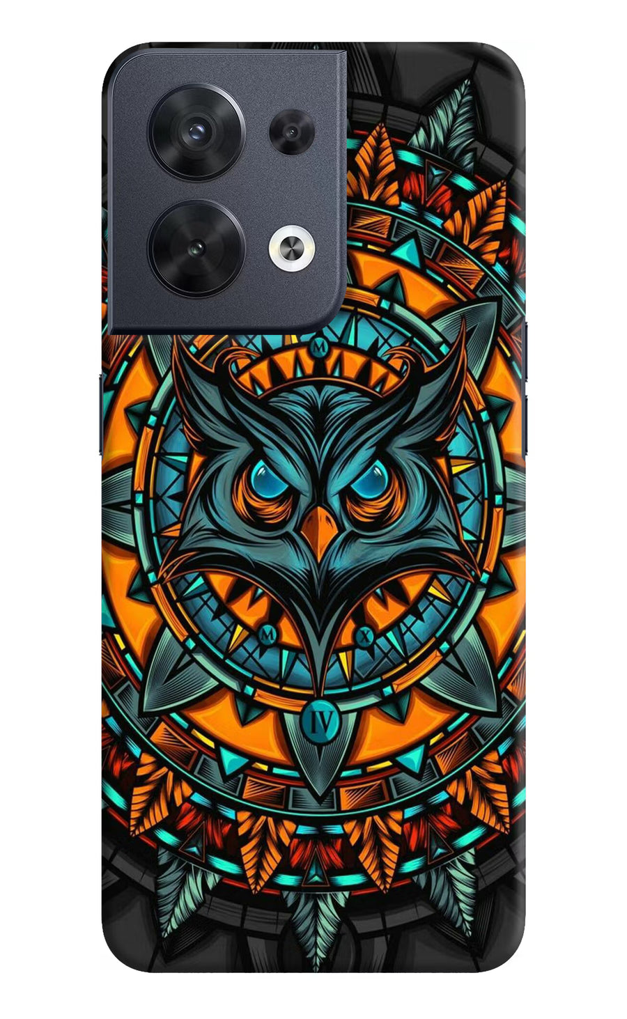 Angry Owl Art Oppo Reno8 Back Cover, Hard case