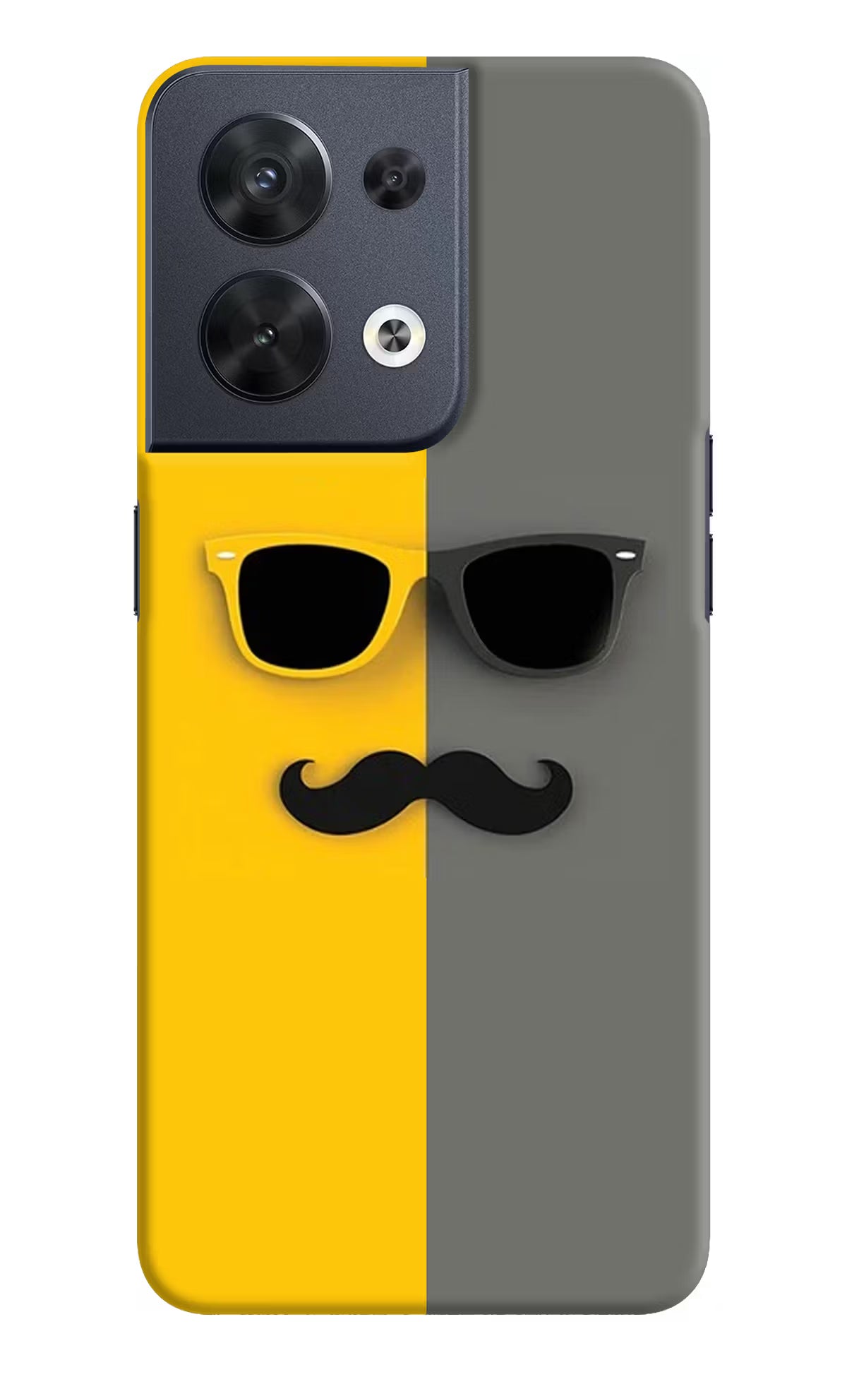 Sunglasses with Mustache Oppo Reno8 Hard Case Back Cover by Casekaro