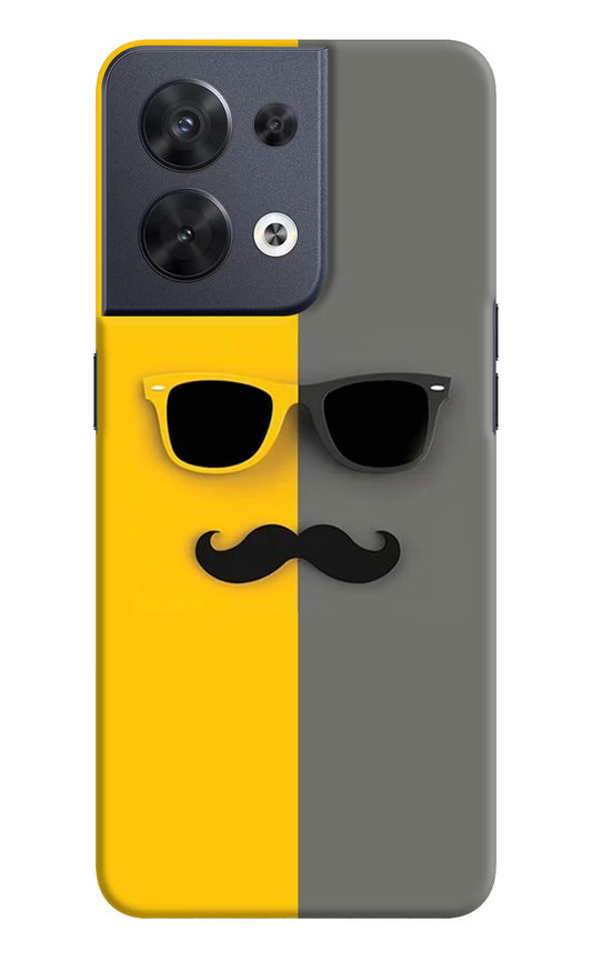 Sunglasses with Mustache Oppo Reno8 Hard Case Back Cover by Casekaro