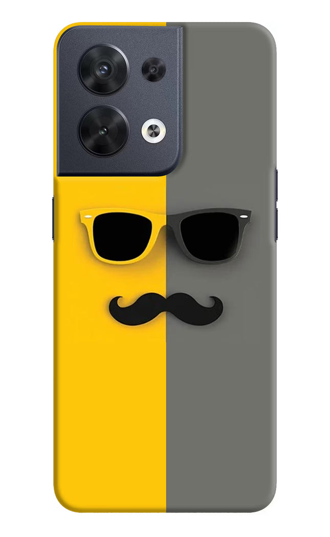 Sunglasses with Mustache Oppo Reno8 Hard Case Back Cover by Casekaro