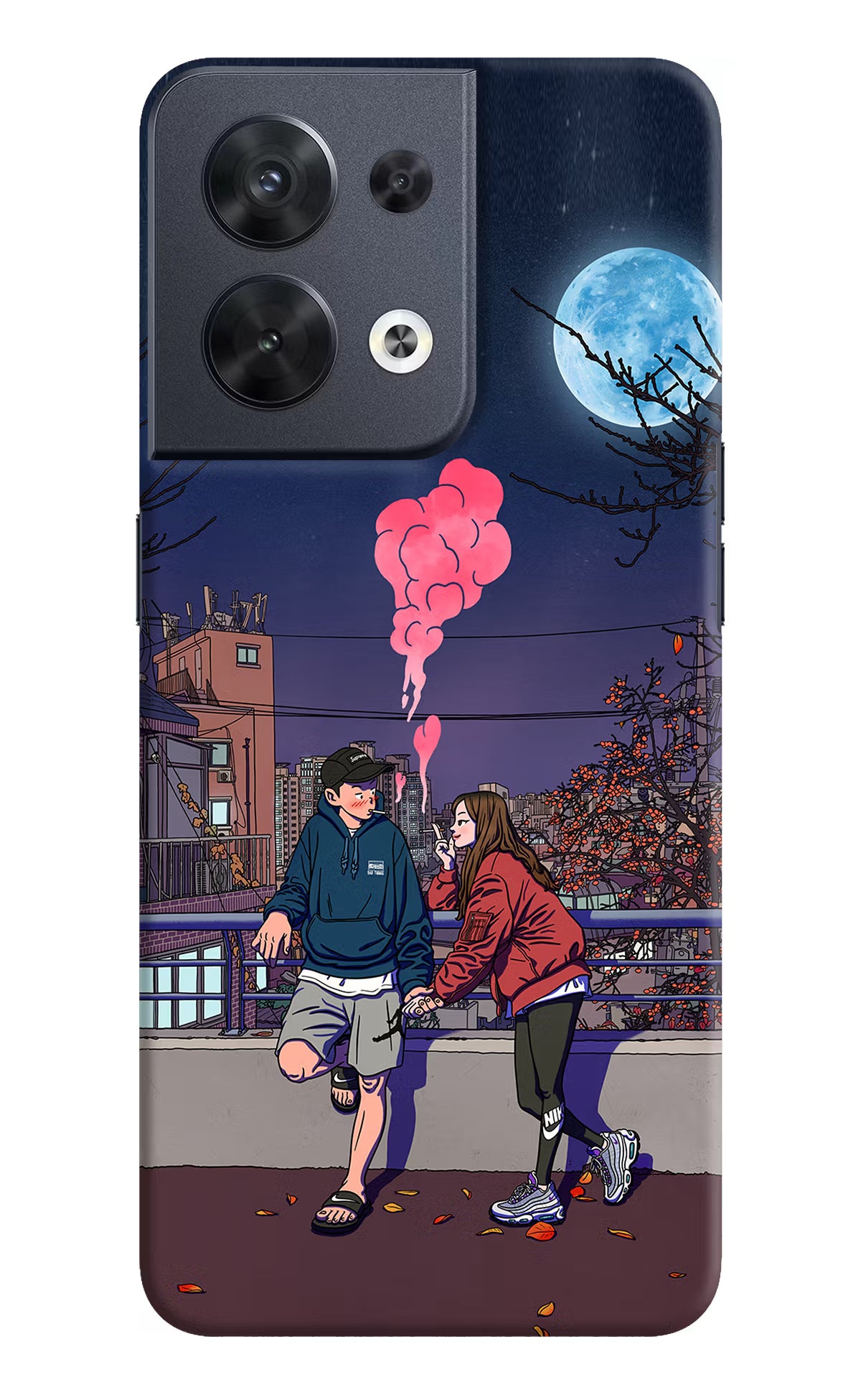 Chilling Couple Oppo Reno8 Hard Case Back Cover by Casekaro