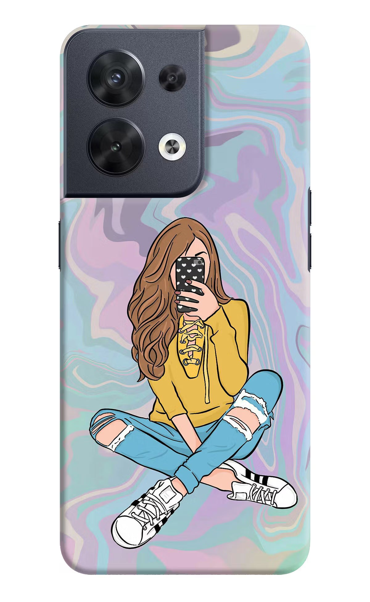 Selfie Girl Oppo Reno8 Hard Case Back Cover by Casekaro