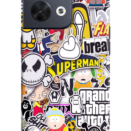 Sticker Bomb Oppo Reno8 Hard Case Back Cover by Casekaro