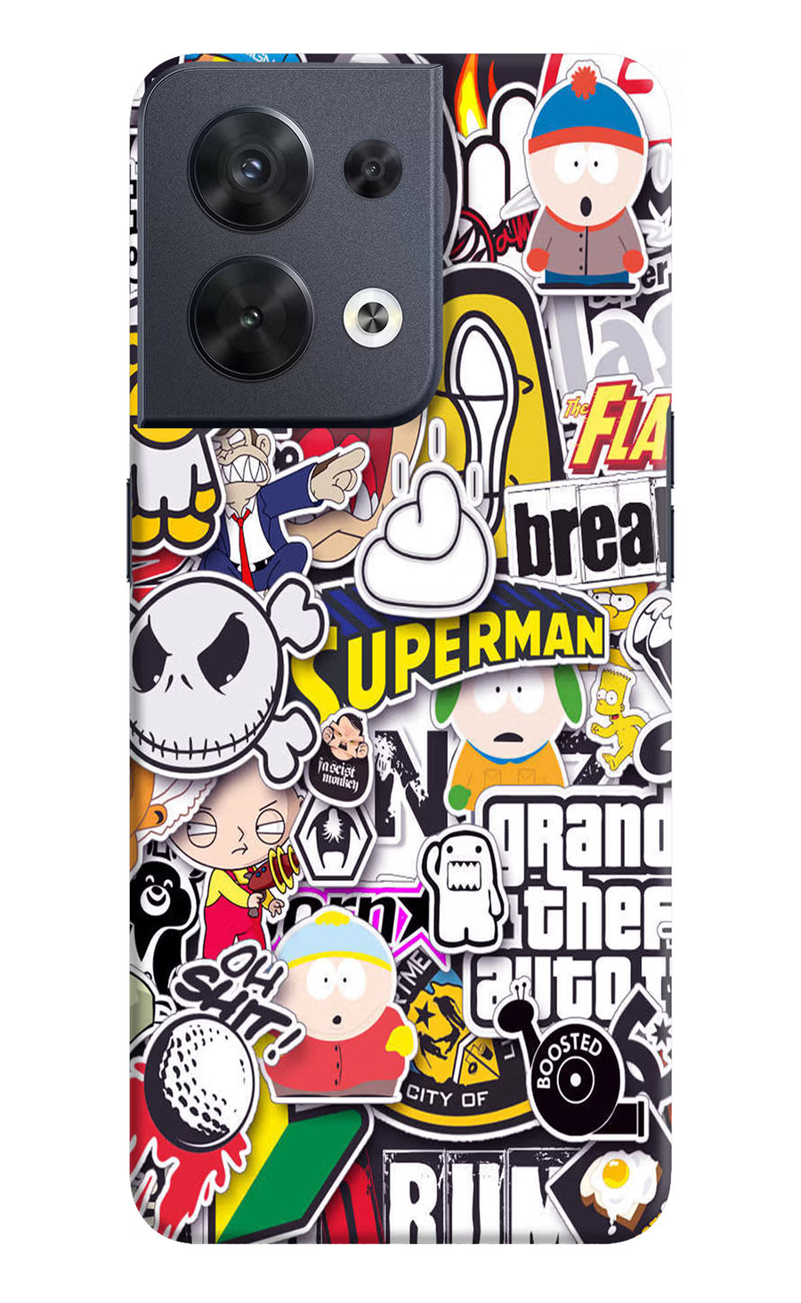 Sticker Bomb Oppo Reno8 Back Cover, Hard case