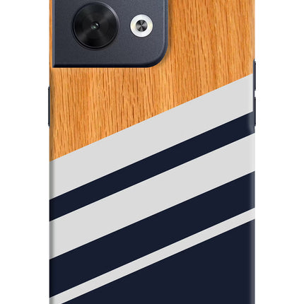 Blue and white wooden Oppo Reno8 Hard Case Back Cover by Casekaro