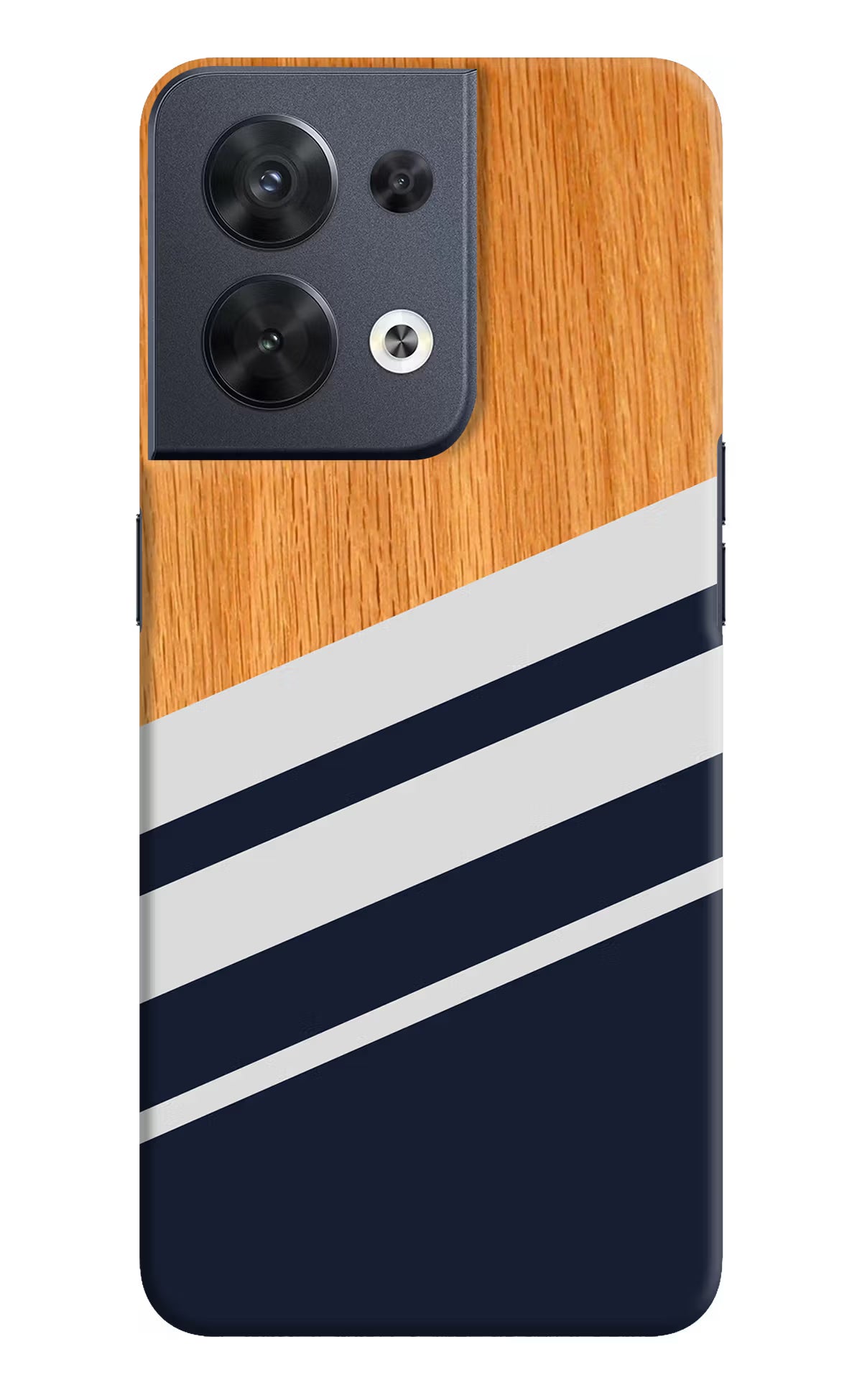 Blue and white wooden Oppo Reno8 Hard Case Back Cover by Casekaro