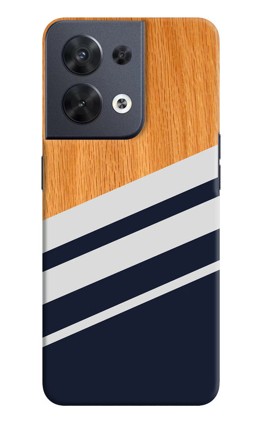 Blue and white wooden Oppo Reno8 Hard Case Back Cover by Casekaro
