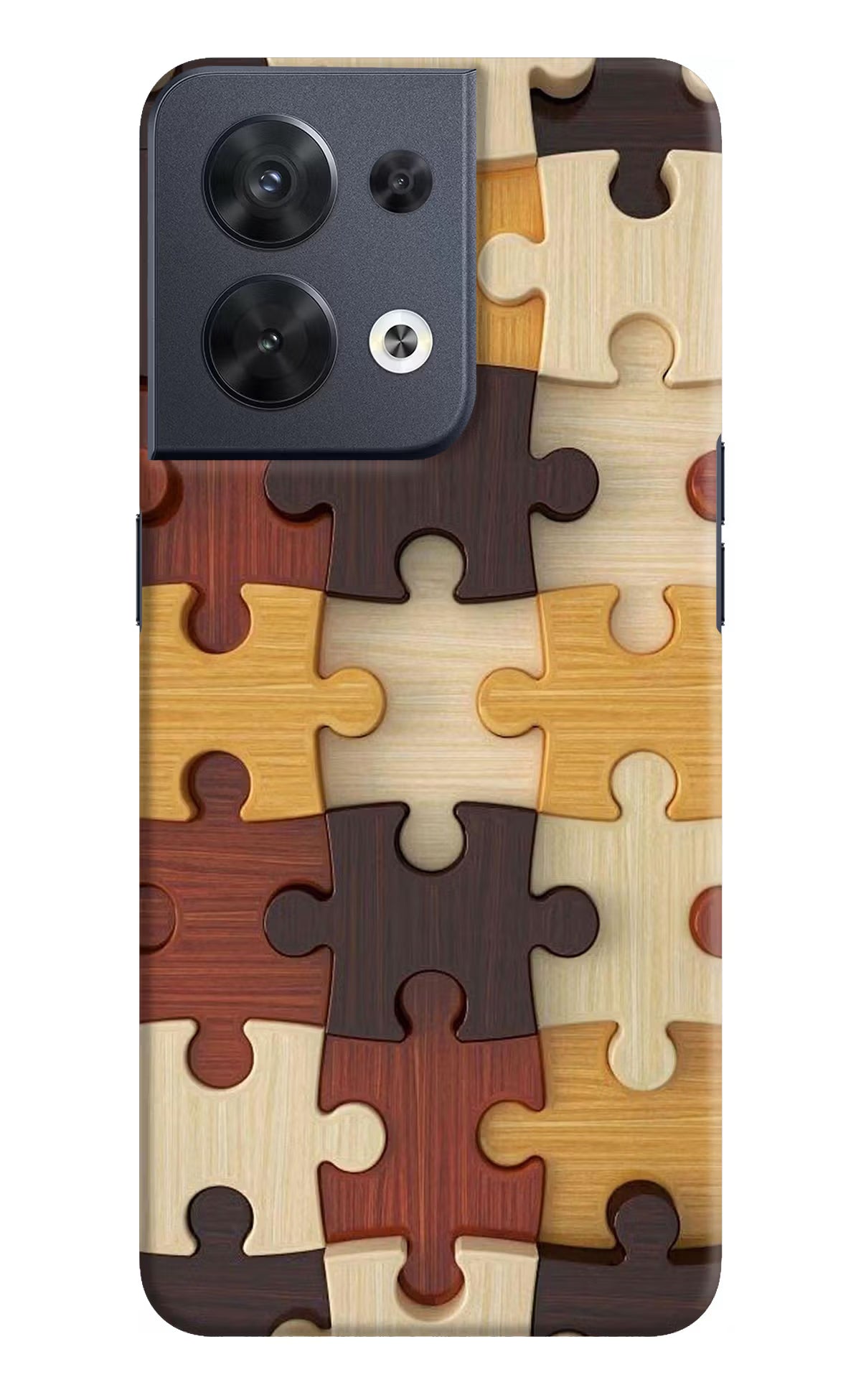 Wooden Puzzle Oppo Reno8 Hard Case Back Cover by Casekaro