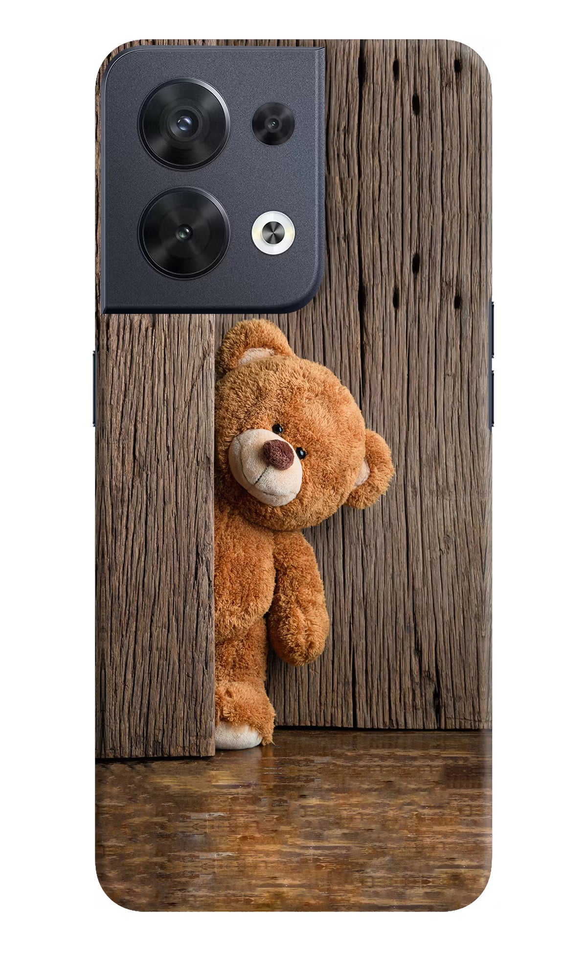 Teddy Wooden Oppo Reno8 Hard Case Back Cover by Casekaro