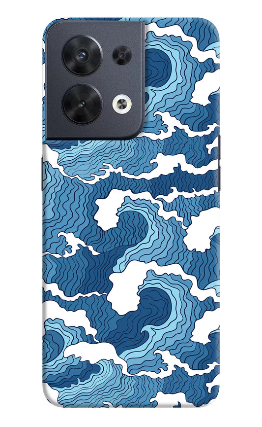 Blue Waves Oppo Reno8 Hard Case Back Cover by Casekaro