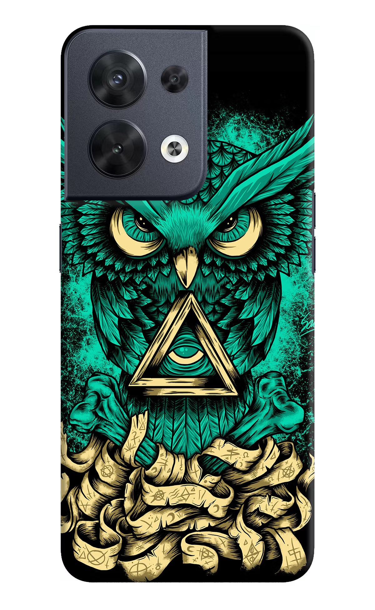 Green Owl Oppo Reno8 Hard Case Back Cover by Casekaro