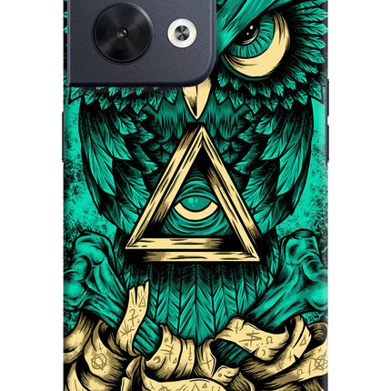 Green Owl Oppo Reno8 Hard Case Back Cover by Casekaro