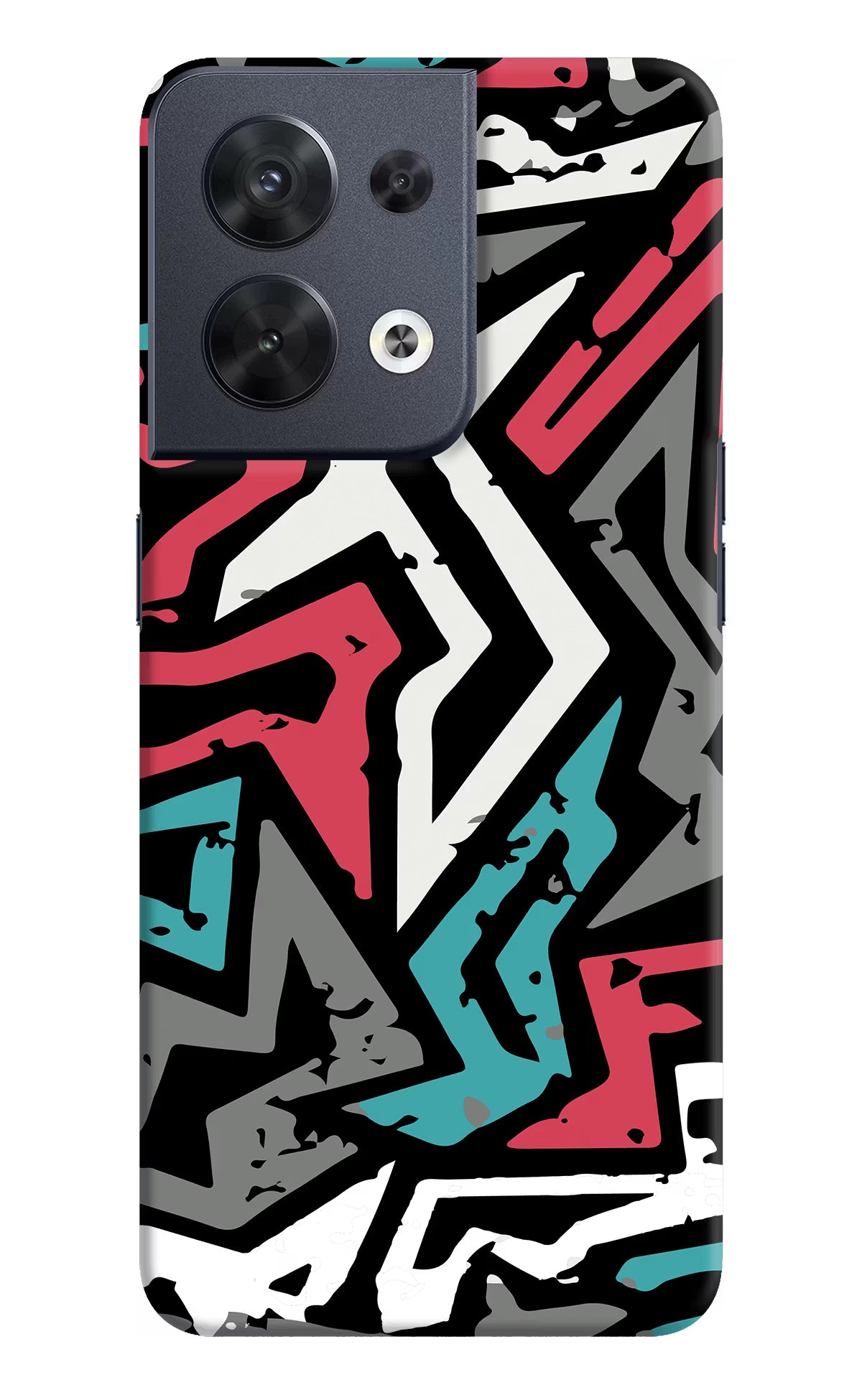 Geometric Graffiti Oppo Reno8 Hard Case Back Cover by Casekaro