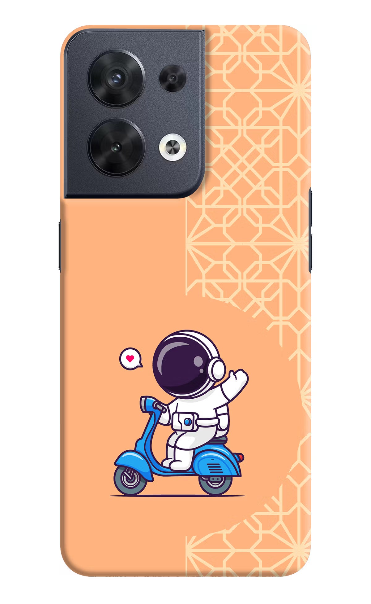 Cute Astronaut Riding Oppo Reno8 Hard Case Back Cover by Casekaro