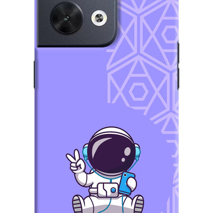Cute Astronaut Chilling Oppo Reno8 Hard Case Back Cover by Casekaro
