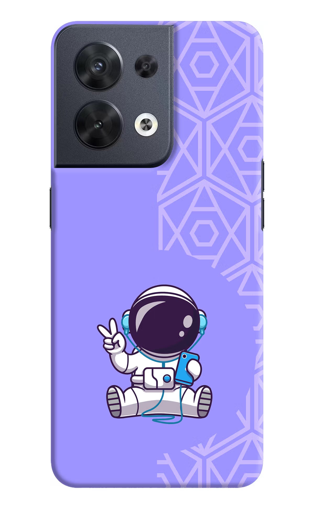 Cute Astronaut Chilling Oppo Reno8 Hard Case Back Cover by Casekaro