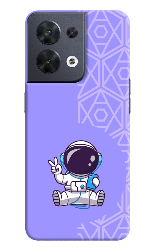 Cute Astronaut Chilling Oppo Reno8 Hard Case Back Cover by Casekaro