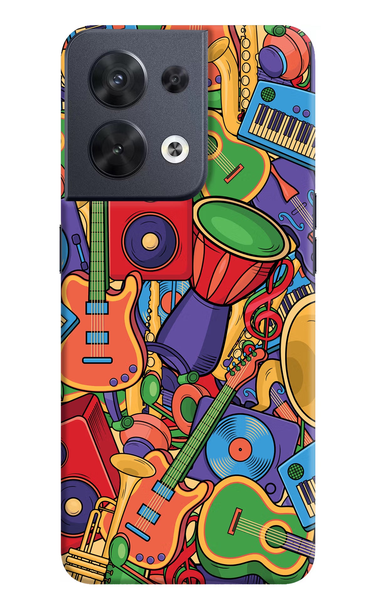 Music Instrument Doodle Oppo Reno8 Hard Case Back Cover by Casekaro