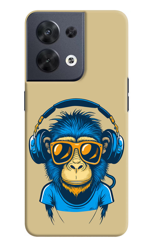 Monkey Headphone Oppo Reno8 Hard Case Back Cover by Casekaro