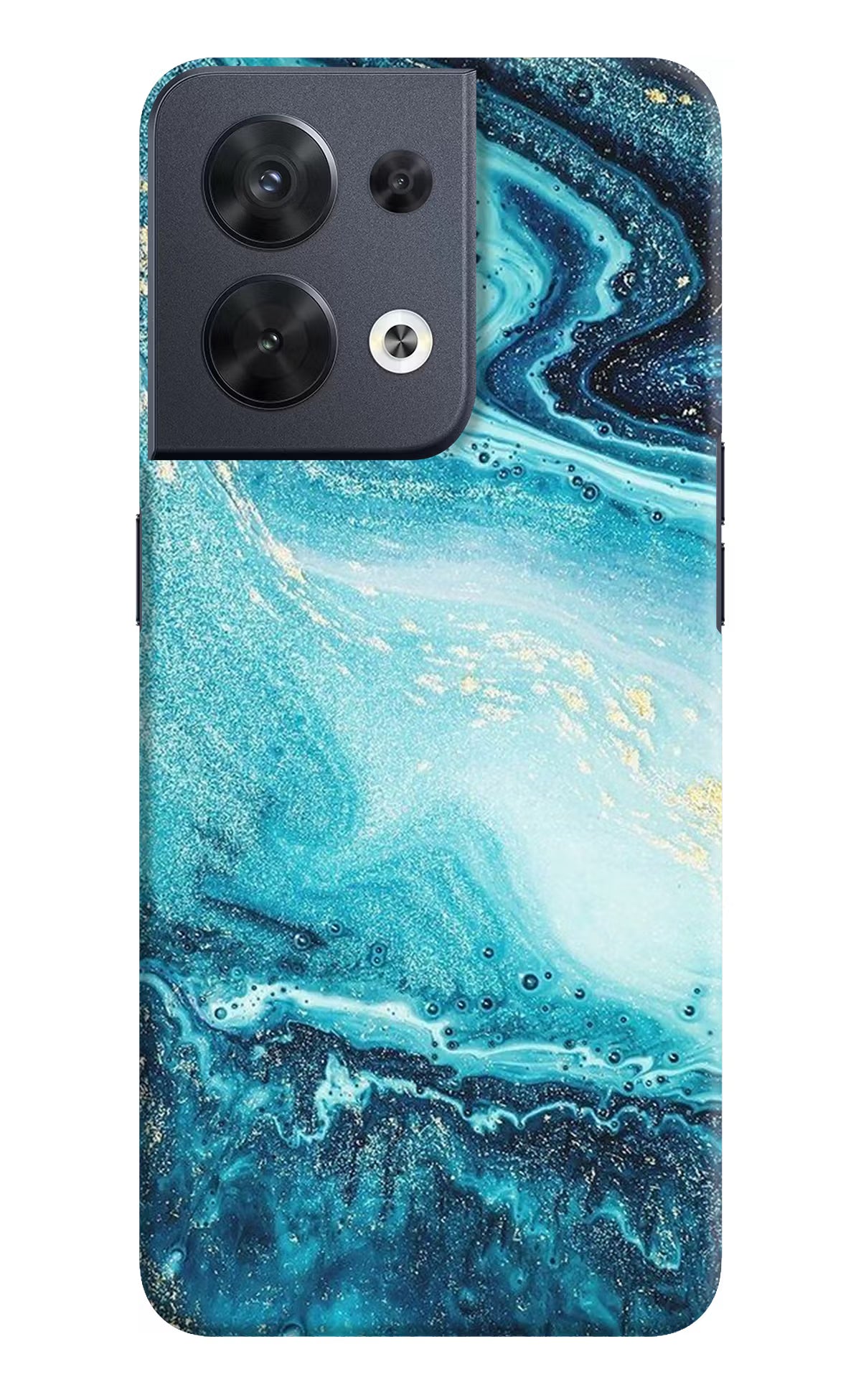 Blue Glitter Marble Oppo Reno8 Hard Case Back Cover by Casekaro